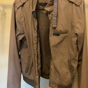 Gray members only bomber